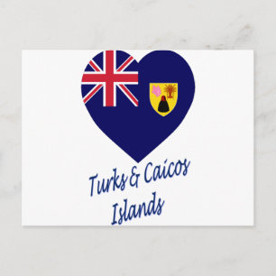 Turks & Caicos Islands Flag Heart Postcard