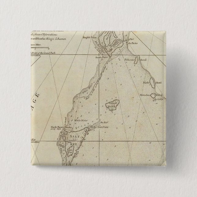 Turks Islands 2 Inch Square Button (Front)