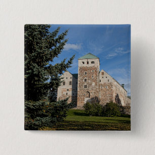 Turku, Finland, ancient Turun Linna Castle, a 2 Inch Square Button