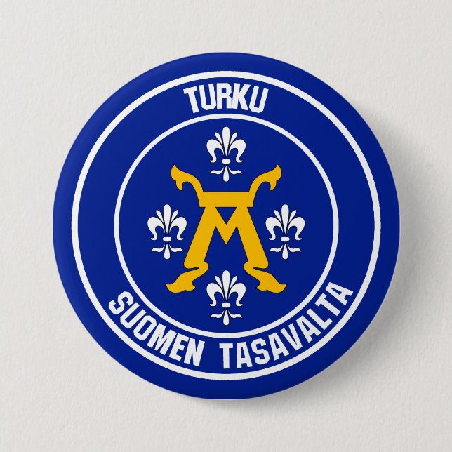 Turku Round Emblem 3 Inch Round Button (Front)
