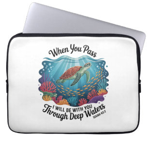Turle When You Pass Through Deep Waters Laptop Sleeve