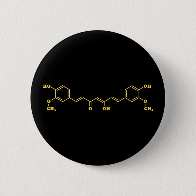 Turmeric Curcumin Molecular Chemical Formula 2 Inch Round Button (Front)