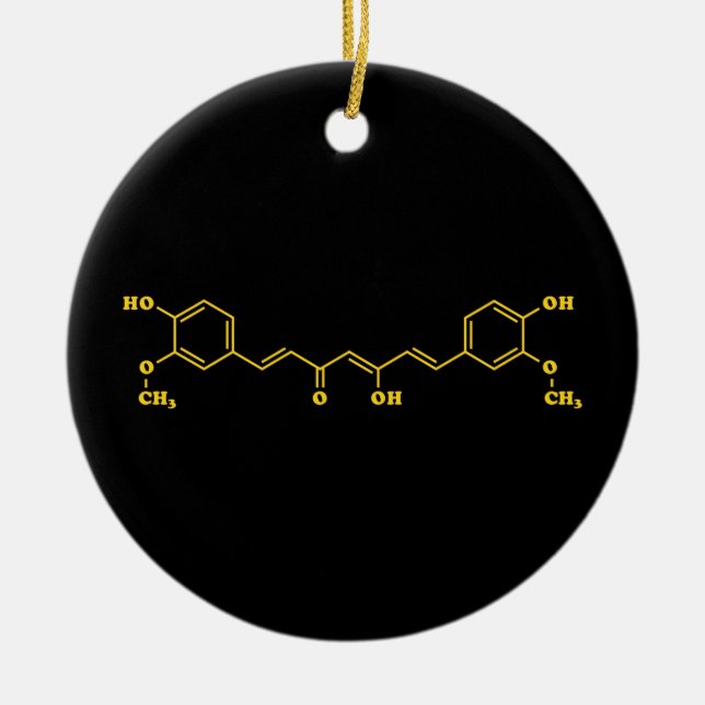 Turmeric Curcumin Molecular Chemical Formula Ceramic Ornament (Front)