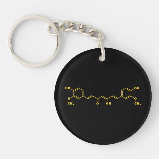 Turmeric Curcumin Molecular Chemical Formula Keychain (Front)