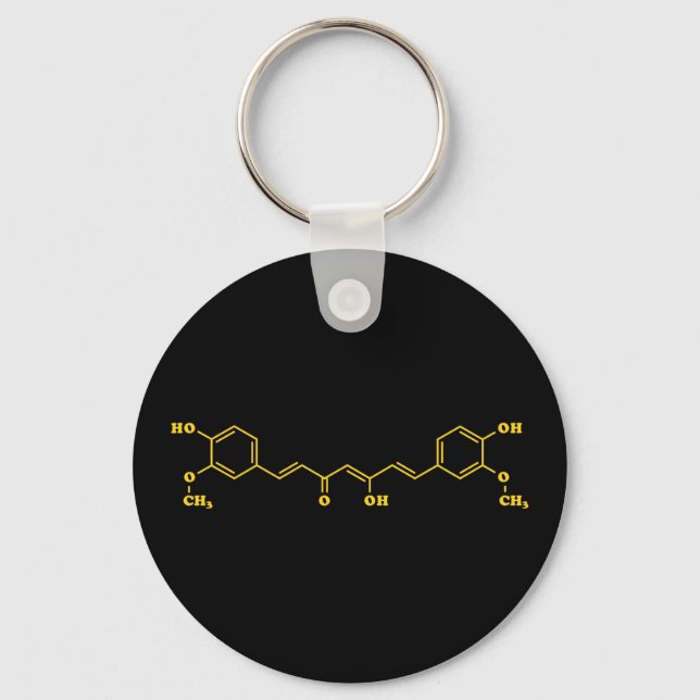 Turmeric Curcumin Molecular Chemical Formula Keychain (Front)