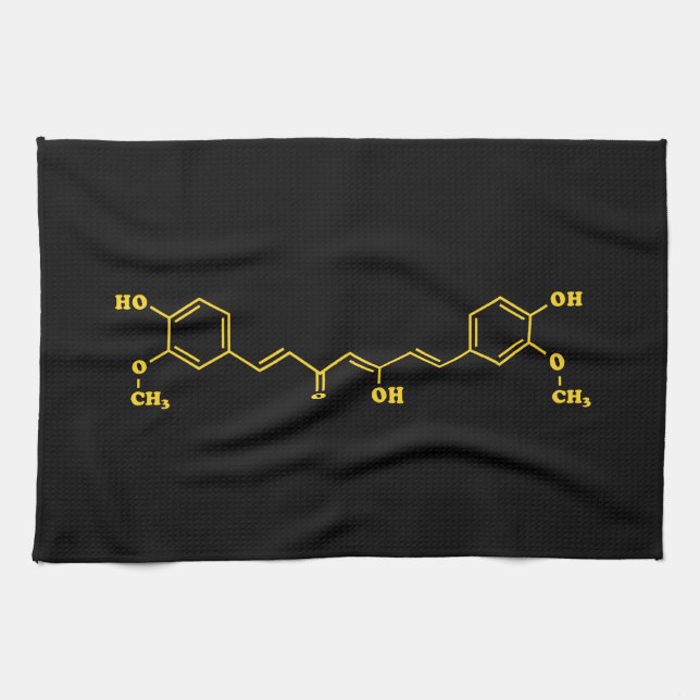 Turmeric Curcumin Molecular Chemical Formula Kitchen Towel (Horizontal)