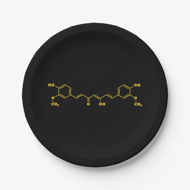 Turmeric Curcumin Molecular Chemical Formula Paper Plate (Front)