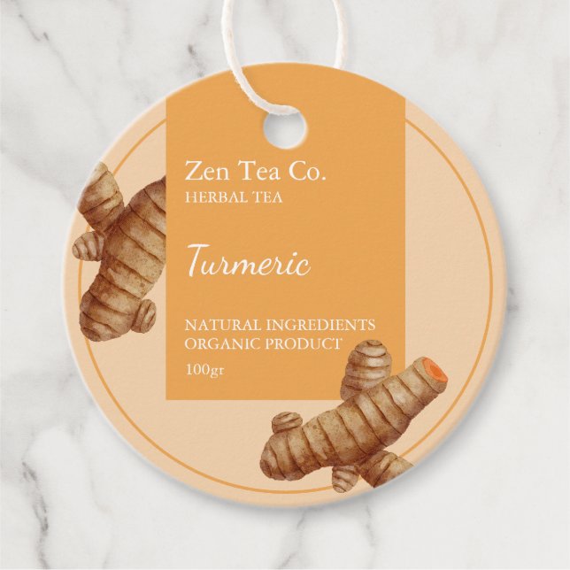 Turmeric Herbal Tea Business Tag (Front)