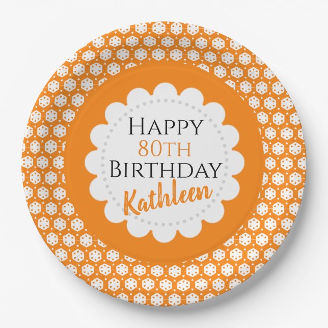 Turmeric Orange Citrus Geometry Paper Plate (Front)