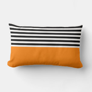 Turmeric With Black and White Stripes Lumbar Pillow