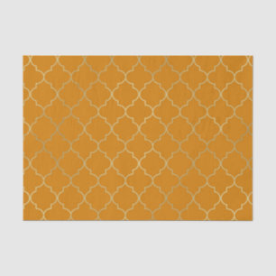 Turmeric Yellow & Gold Quatrefoil Pattern Party Tissue Paper
