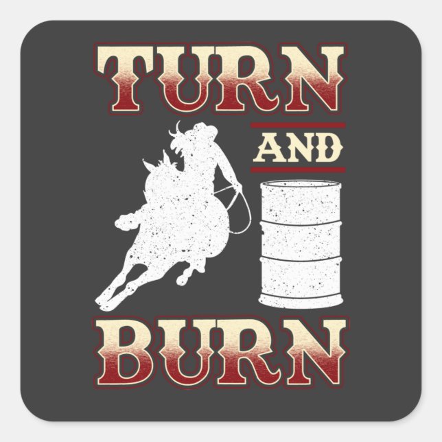 Turn and Burn Barrel Racing Compact Mirror Square Sticker (Front)