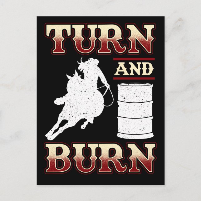Turn and Burn Barrel Racing Postcard (Front)