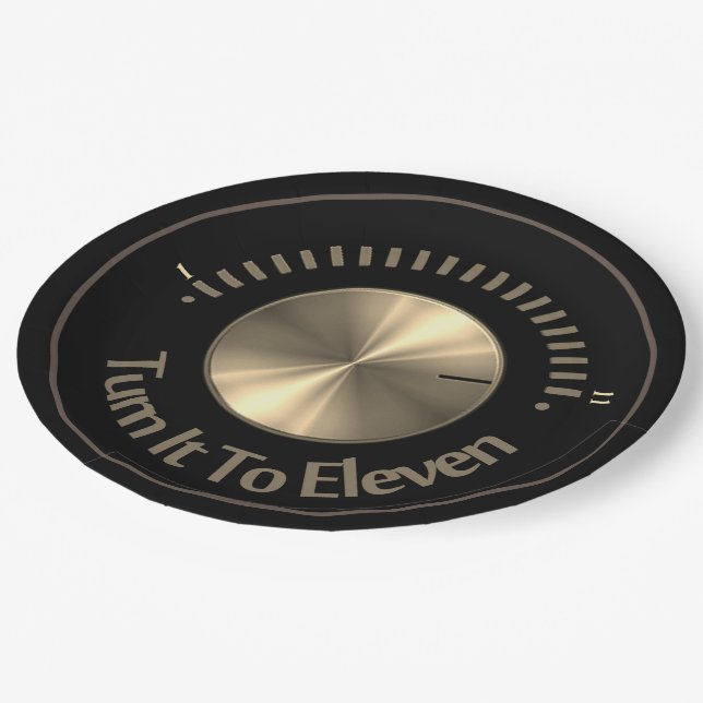 Turn It To Eleven Black And Gold  Paper Plate (Angled)