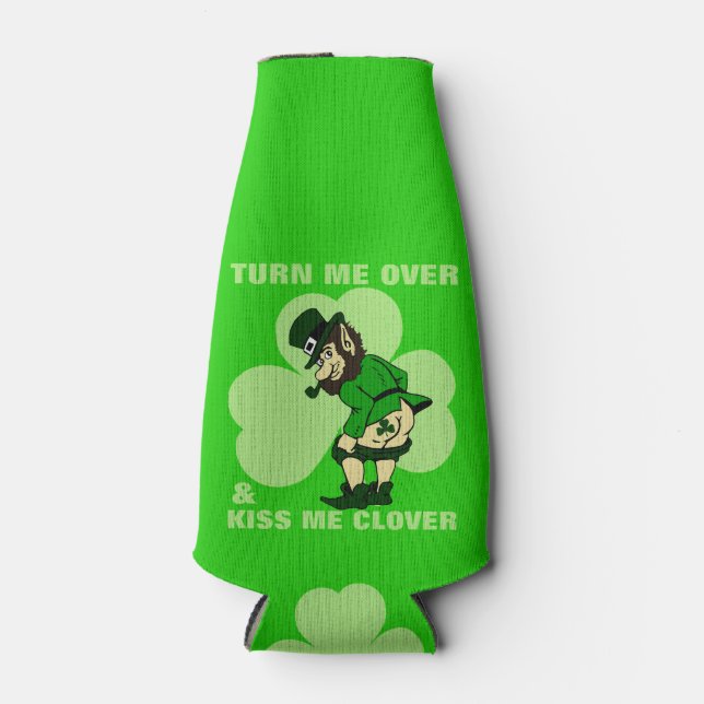 Turn Me Over Leprechaun Bottle Cooler (Front)