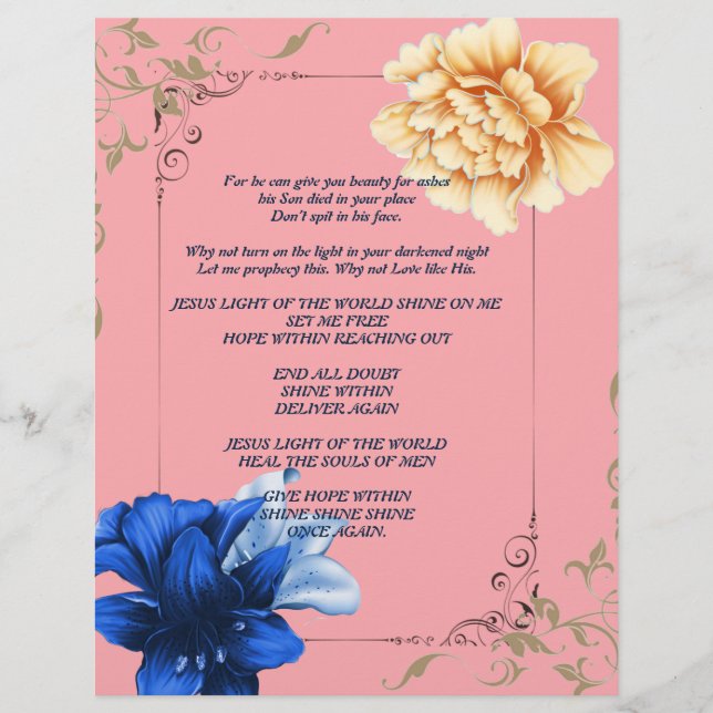 Turn on The Light cont. Personalized Paper (Front)