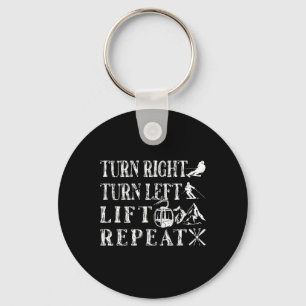 Turn Right Left Ski Lift Skiing Skiers Keychain