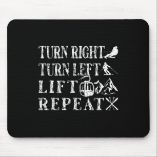 Turn Right Left Ski Lift Skiing Skiers  Mouse Pad