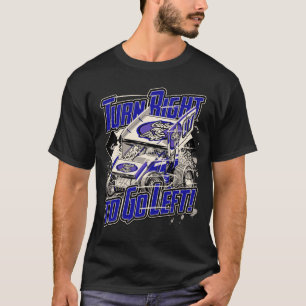 Turn Right to Go Left! - Blue - Winged Sprint Car T-Shirt