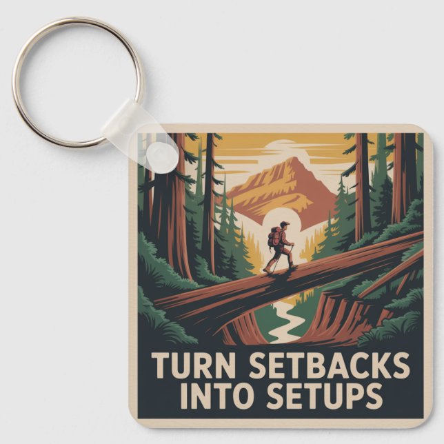 Turn Setbacks Into Setups Keychain (Front)
