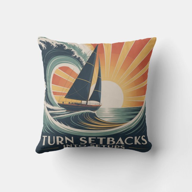 Turn Setbacks Into Setups Throw Pillow (Back)
