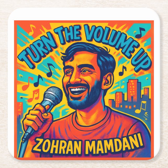 Turn the Volume up  Square Paper Coaster (Front)