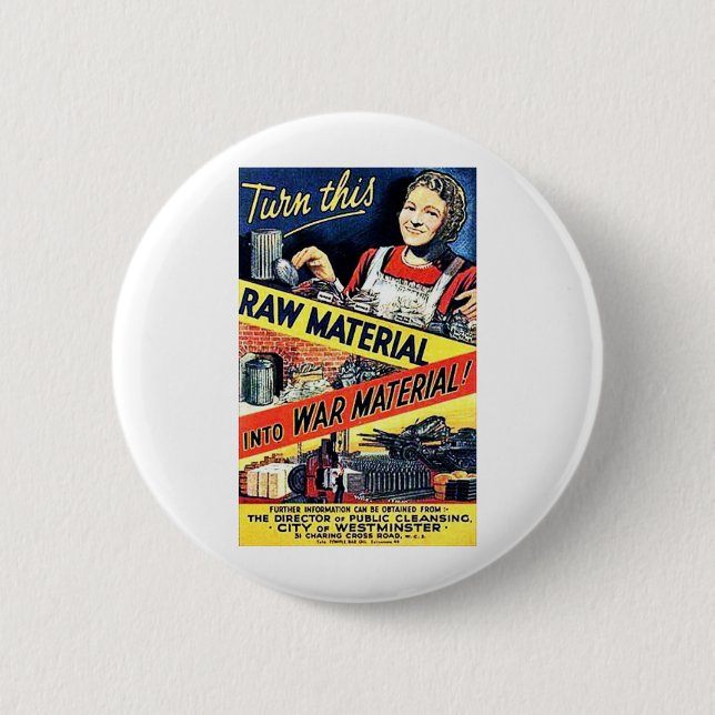 Turn This Raw Material Into War Material 2 Inch Round Button (Front)
