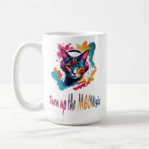 Turn up the meowsic - best cat music colourful coffee mug