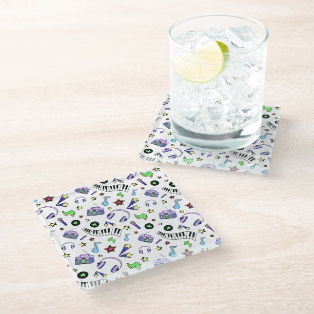 Turn Up the Music Glass Coaster (Angled)