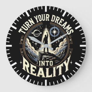 Turn Your Dreams Into Reality - Success Motivation Large Clock