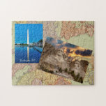 Turn Your Vacation Photos Into a Jigsaw Puzzle<br><div class="desc">Turn your favourite vacation photos into a jigsaw puzzle. Enjoy your picture in a whole new way or create a special gift for a fan of puzzles. This puzzle is ready to be customized with your pictures and your captions in white lettering. The photos are set against an antique map...</div>
