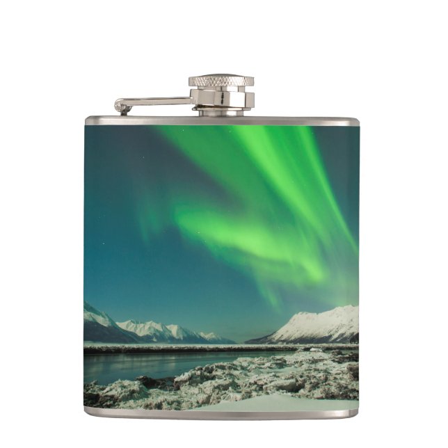 Turnagain Arm Aurora Hip Flask (Front)