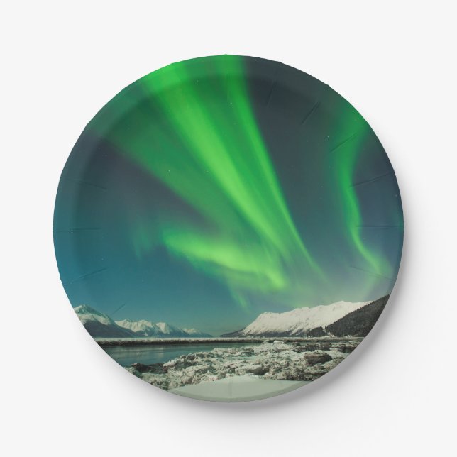 Turnagain Arm Aurora Paper Plate (Front)