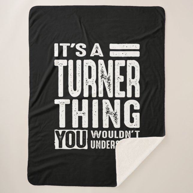 Turner Personalized Name Birthday Sherpa Blanket (Front)