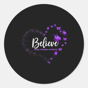 Turner Syndrome Awareness Butterfly Believe  Classic Round Sticker
