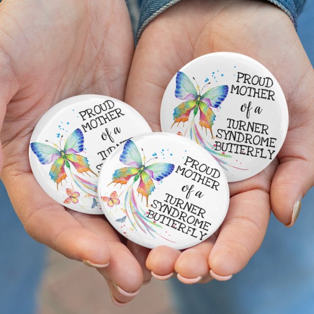 Turner syndrome butterfly awareness mother 3 inch round button (Creator Uploaded)