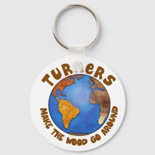 Turners Globe Funny Woodturning Earth Keychain