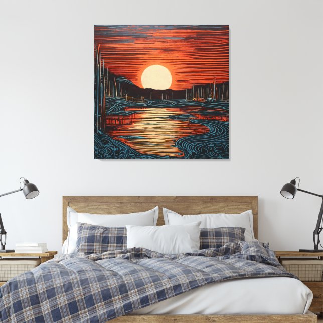  Turner's Twilight Harbour Canvas Print (Insitu(Bedroom))