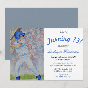 TURNING 13 BASEBALL PARTY INVITATION