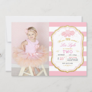 Turning 2 Ballerina birthday invitation