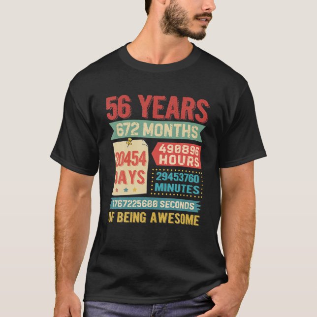 Turning 56 Years Old 56Th Birthday Decorations Bda T-Shirt (Front)