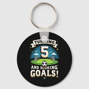 Turning 5 And Scoring Goals 5th Birthday Boy Socce Keychain