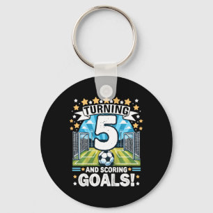 Turning 5 Soccer Birthday 5 Years Footbyll 5th Soc Keychain