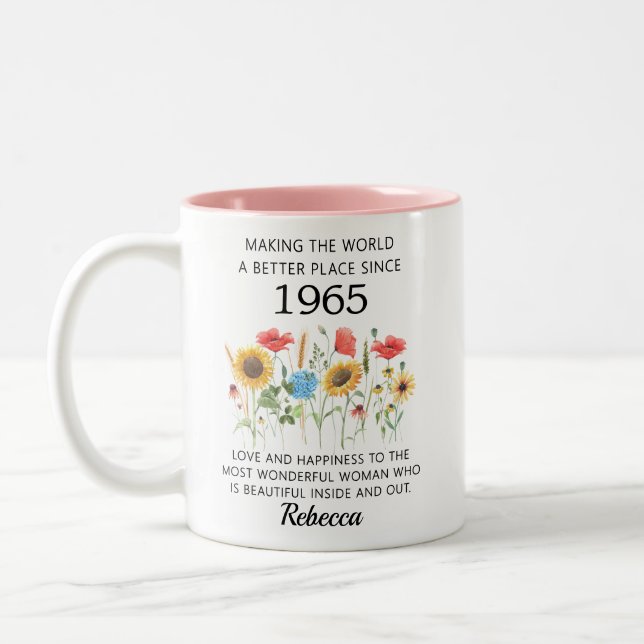 Turning 60 1965 60th Birthday Gift Two-Tone Coffee Mug (Left)