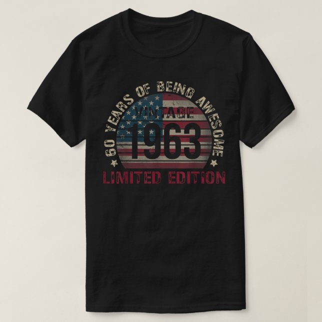 Turning 60 Birthday Decorations Men 60th BDay 1963 T-Shirt (Design Front)