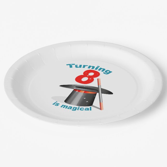Turning 8 is Magical 8th Birthday Paper Plate (Angled)