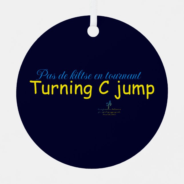 Turning C Jump Navy w/Ukrainian Bl. and Yel. Round Metal Ornament (Front)