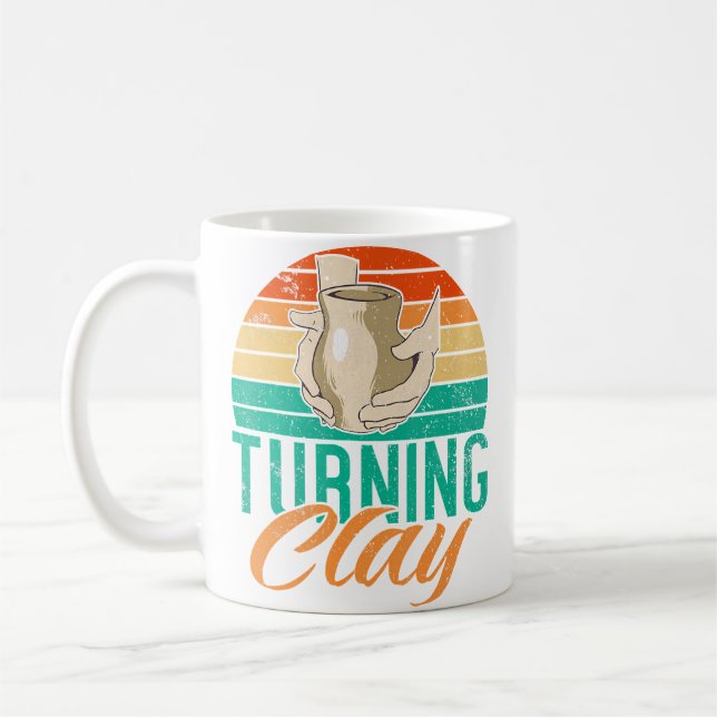 Turning Clay Pottery Coffee Mug (Left)