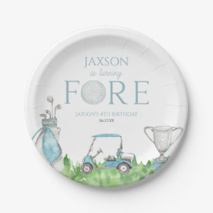 Turning Fore Blue Golf 4th Birthday Party Paper Plate