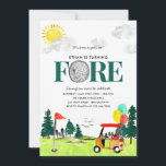 Turning FORE Golf Boy Golfing Par-tee 4th Birthday Invitation<br><div class="desc">Cute Watercolor Turning FORE Golf Boy Golfing Par-tee 2nd Birthday Invitation</div>